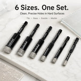 🔥LAST DAY SALE 60% OFF-6 Pcs Diamond Drill Bits Set. 1/4 5/6 3/8 1/2 Inch Brazed Diamond Drill Bits for Precision Drilling in Tile Ceramic Glass Granite Marble Masonry