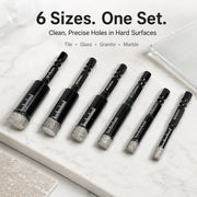 🔥LAST DAY SALE 60% OFF-6 Pcs Diamond Drill Bits Set. 1/4 5/6 3/8 1/2 Inch Brazed Diamond Drill Bits for Precision Drilling in Tile Ceramic Glass Granite Marble Masonry