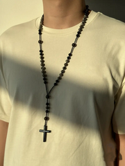 Natural Obsidian Yooperlite RosaryNecklace. UV Reactive EnergyProtection Healing Crystal