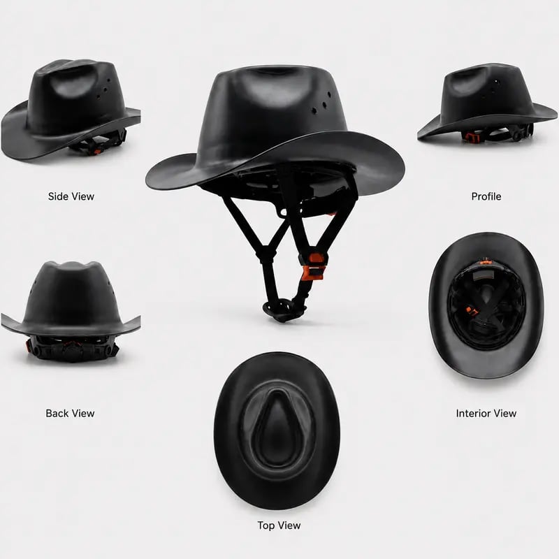 💯 Western Cowboy Hard Hat. Vented Wide Brim Safety Helmet for Construction & Ranch Workers