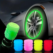 Glow-in-the-Dark Car Tire Valve Cap Set - Durable. Easy-to-Install. No-Tool-Required Accessories for Safe Night Driving - Perfect for Most Vehicle Tires