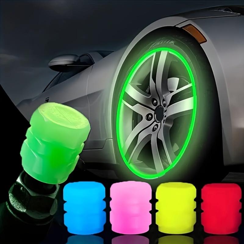Glow-in-the-Dark Car Tire Valve Cap Set - Durable. Easy-to-Install. No-Tool-Required Accessories for Safe Night Driving - Perfect for Most Vehicle Tires