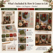 🔥 LAST DAY 50% OFF – 🎄🧵 Premium 3D Christmas Fabric Poke Art Kit | No-Sew Holiday Craft with Pre-Punched Board. Fabric Squares & Display Stand 🎅✨