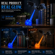 🔥 HOT SALE 🐉| 3D Fire-Breathing Dragon LED Display – Fantasy Bookshelf Decor with Glowing Flame