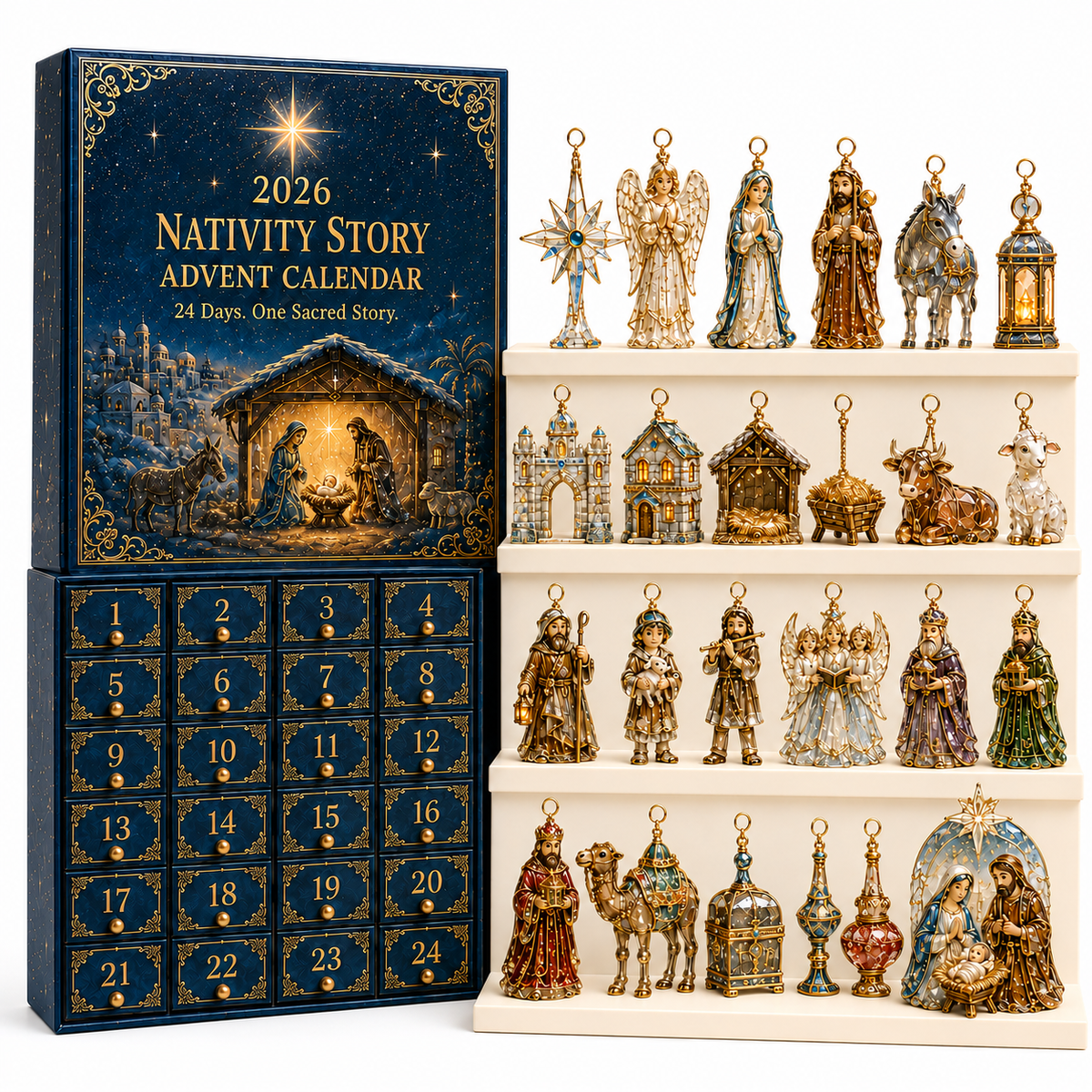 ✨⏰Limited Anniversary Edition 49% OFF｜2026 Advent Calendar: The Coming of Jesus. Religious Christmas Countdown Decor