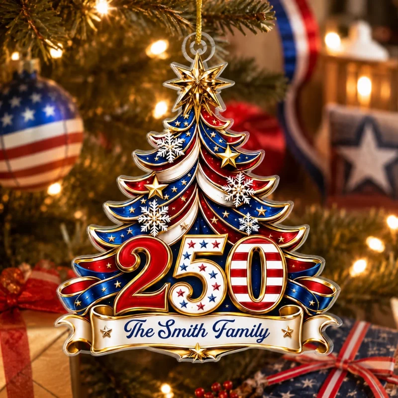 Celebrating Freedom Together - Personalized Custom Shaped Acrylic Ornament - America 250th Anniversary Christmas Gifts For Mom. Dad. Brother. Sister