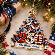 Celebrating Freedom Together - Personalized Custom Shaped Acrylic Ornament - America 250th Anniversary Christmas Gifts For Mom. Dad. Brother. Sister