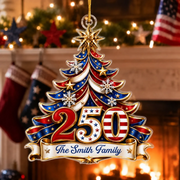 Celebrating Freedom Together - Personalized Custom Shaped Acrylic Ornament - America 250th Anniversary Christmas Gifts For Mom. Dad. Brother. Sister