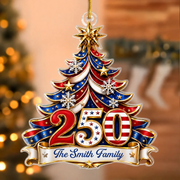 Celebrating Freedom Together - Personalized Custom Shaped Acrylic Ornament - America 250th Anniversary Christmas Gifts For Mom. Dad. Brother. Sister