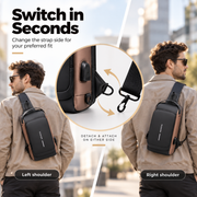 🔒 Anti-Theft Smart Sling Bag with Combination Lock & USB Charging