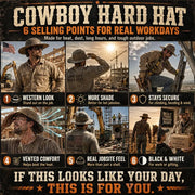 💯 Western Cowboy Hard Hat. Vented Wide Brim Safety Helmet for Construction & Ranch Workers