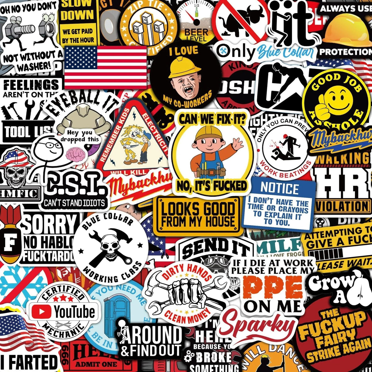 🔥2026 Summer Sale - 150Pcs Blue Collar Funny Stickers 👷‍♂️