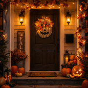 🎃✨ Lighted Burlap Pumpkin Wreath