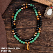 Money AttractionNecklace WithGreenAventurine& Tiger EyePendant Healing Crystal Stone