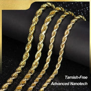 14K Rope ChainNecklace forWomen andMen, UpgradedShine FacetedCut, Tarnish-Free Gold ToneChain,