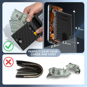 🔥Minimalist Pop-Up Wallet for Men – RFID Blocking Aluminum Card Holder with Cash Slot, ID Window & Leather Front Pocket