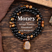 Money AttractionNecklace WithGreenAventurine& Tiger EyePendant Healing Crystal Stone