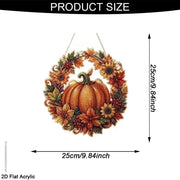 Halloween Diamond Painting Suncatcher Ornament Kit, Pumpkin Black Cat DIY Gem Art Hanging Decoration, Acrylic Window Hanging Craft Kit, Sparkling Fall Home Decor Gift
