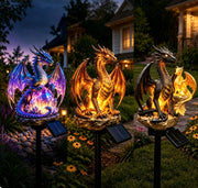 Amethyst Crystal Dragon Solar Garden Light, LED Dragon Statue Outdoor Yard Patio Decor, Waterproof Fantasy Garden Ornament, Gift for Dragon Lovers