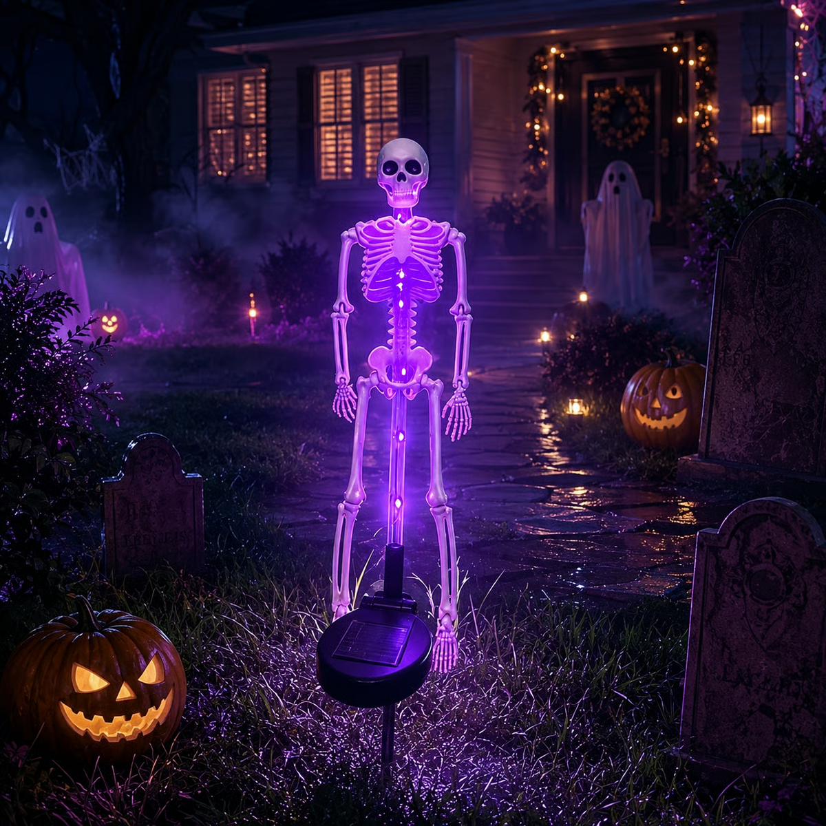 💀 Solar Purple Glow Skeleton Yard Stake