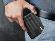 🔥Minimalist Pop-Up Wallet for Men – RFID Blocking Aluminum Card Holder with Cash Slot, ID Window & Leather Front Pocket