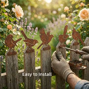 🐦 5-Piece Lifelike Rusty Metal Bird Silhouettes Garden Art