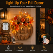 🎃✨ Lighted Burlap Pumpkin Wreath