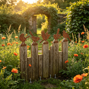 🐦 5-Piece Lifelike Rusty Metal Bird Silhouettes Garden Art