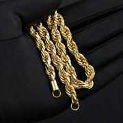 14K Rope ChainNecklace forWomen andMen, UpgradedShine FacetedCut, Tarnish-Free Gold ToneChain,