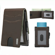 🔥Minimalist Pop-Up Wallet for Men – RFID Blocking Aluminum Card Holder with Cash Slot, ID Window & Leather Front Pocket
