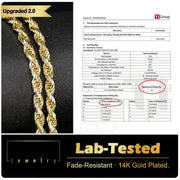 14K Rope ChainNecklace forWomen andMen, UpgradedShine FacetedCut, Tarnish-Free Gold ToneChain,