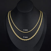 14K Rope ChainNecklace forWomen andMen, UpgradedShine FacetedCut, Tarnish-Free Gold ToneChain,
