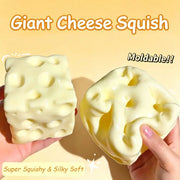 Jumbo Yellow Cheese Squishy Fidget Toy - Moldable Slow Rising Squishies, Non-Rebound Squeezy Stress Relief Toy, ASMR Sensory Supply, Party Bag Gifts for Play & Relaxation