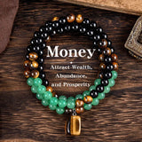 Money AttractionNecklace WithGreenAventurine& Tiger EyePendant Healing Crystal Stone