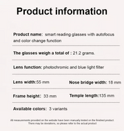 🔥Buy 1 Get 1 Free (2 pairs) – 【Co-Created by Designers】Gypsophila Smart Zoom and Color-Changing Reading Glasses 5 Reviews