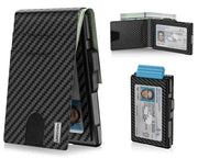 🔥Minimalist Pop-Up Wallet for Men – RFID Blocking Aluminum Card Holder with Cash Slot, ID Window & Leather Front Pocket