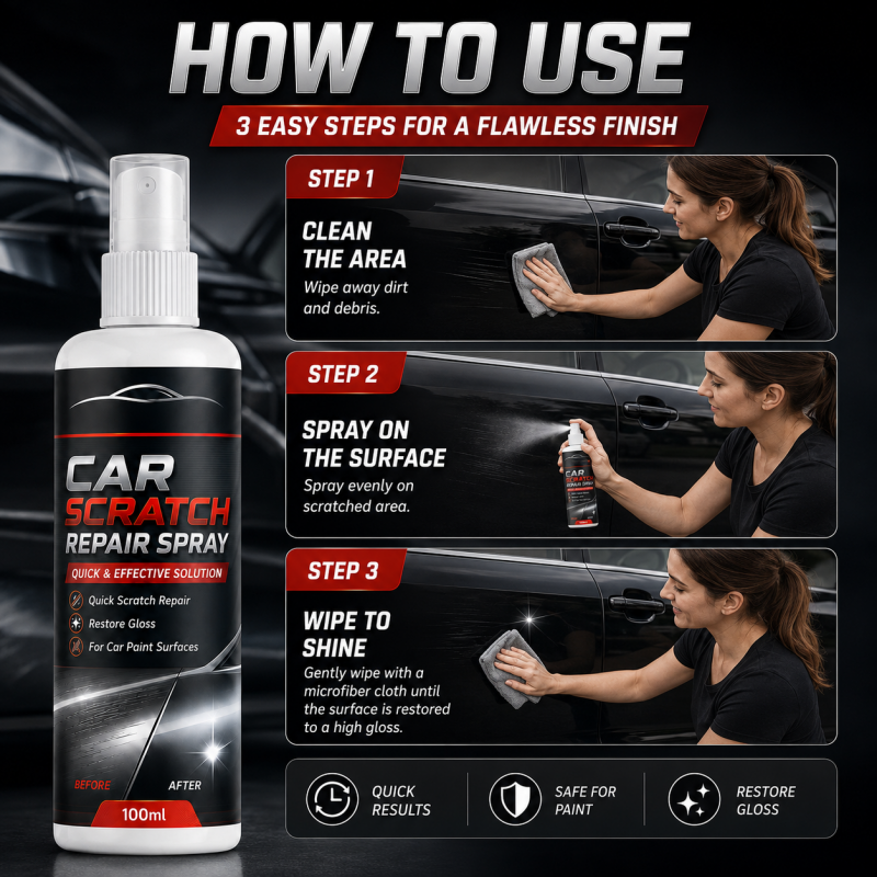 🚗Universal Car Scratch Repair Spray – Erases light scratches. swirl marks & scuffs fast.🛡️💨