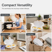 🥚✨ BUY 1 GET 1 FREE! Dual-Cavity Microwave Egg Poacher | Quick & Healthy Breakfast in Minutes 🍳