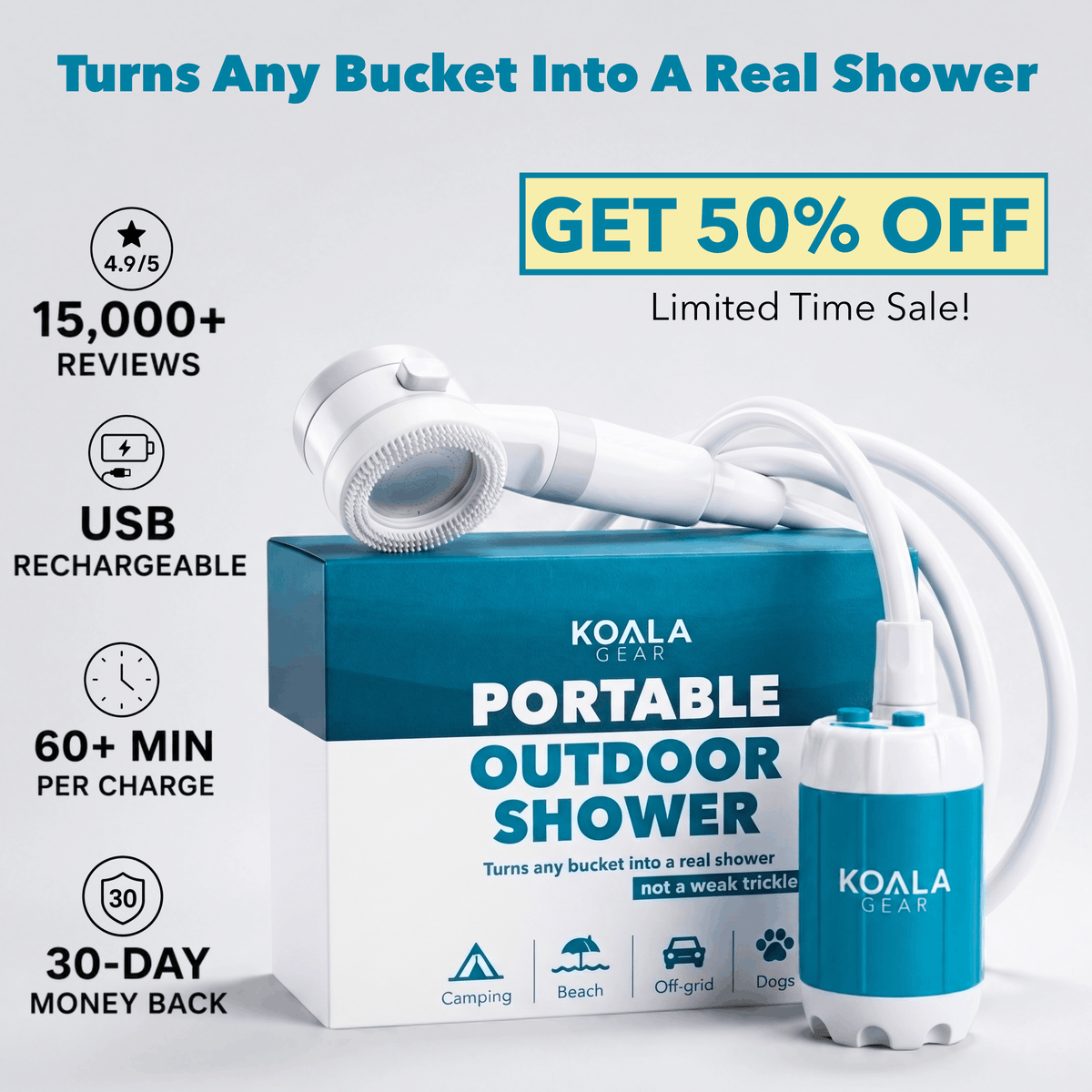 KoalaGear™ Portable Shower Kit