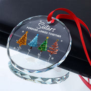 Sisters Forever Linked Together - Personalized Round Shaped Glass Ornament