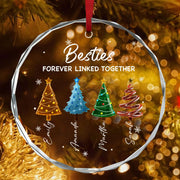 Sisters Forever Linked Together - Personalized Round Shaped Glass Ornament